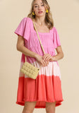 umgee Dip Dye Color Block Dress, Pink