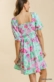 Ruffle & Smocked Floral Dress, Emerald