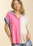 Umgee usa Color Block Gauze Top