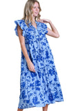 umgee usa floral print tiered midi dress