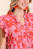 Floral Print Tiered Dress, Rose