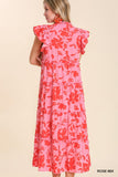 Floral Print Tiered Dress, Rose