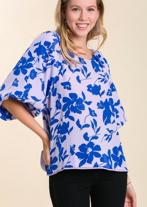 umgee usa Graphic Floral Print Blouse