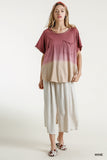 Dip Dye Raw Edged Top, Wine