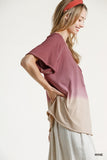 Dip Dye Raw Edged Top, Wine
