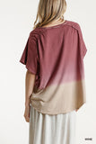 Dip Dye Raw Edged Top, Wine