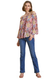 Umgee USA Floral Off the Shoulder Smocked Top, Mauve