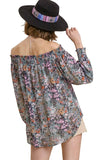 Floral Off The Shoulder Smocked Top, Blue
