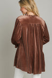 Beaded Velvet Babydoll Top, Brown