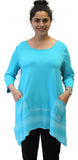 Amy Bamboo Pocket Top, Ocean Blue