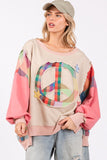 Peace Sign Long Sleeve Colorful Sweatshirt