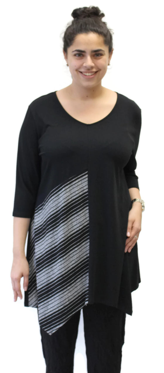 Brea Bamboo V-Neck Top, Black