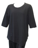 Asymmetrical Textured Cotton Top, Black