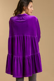 Velvet Tiered Back High Low Shirt, Violet