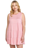 Ruffle Tiered Short Dress, Rose
