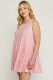 Ruffle Tiered Short Dress, Rose