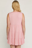 Ruffle Tiered Short Dress, Rose