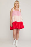 ENTRO USA Color Block Tiered Dress
