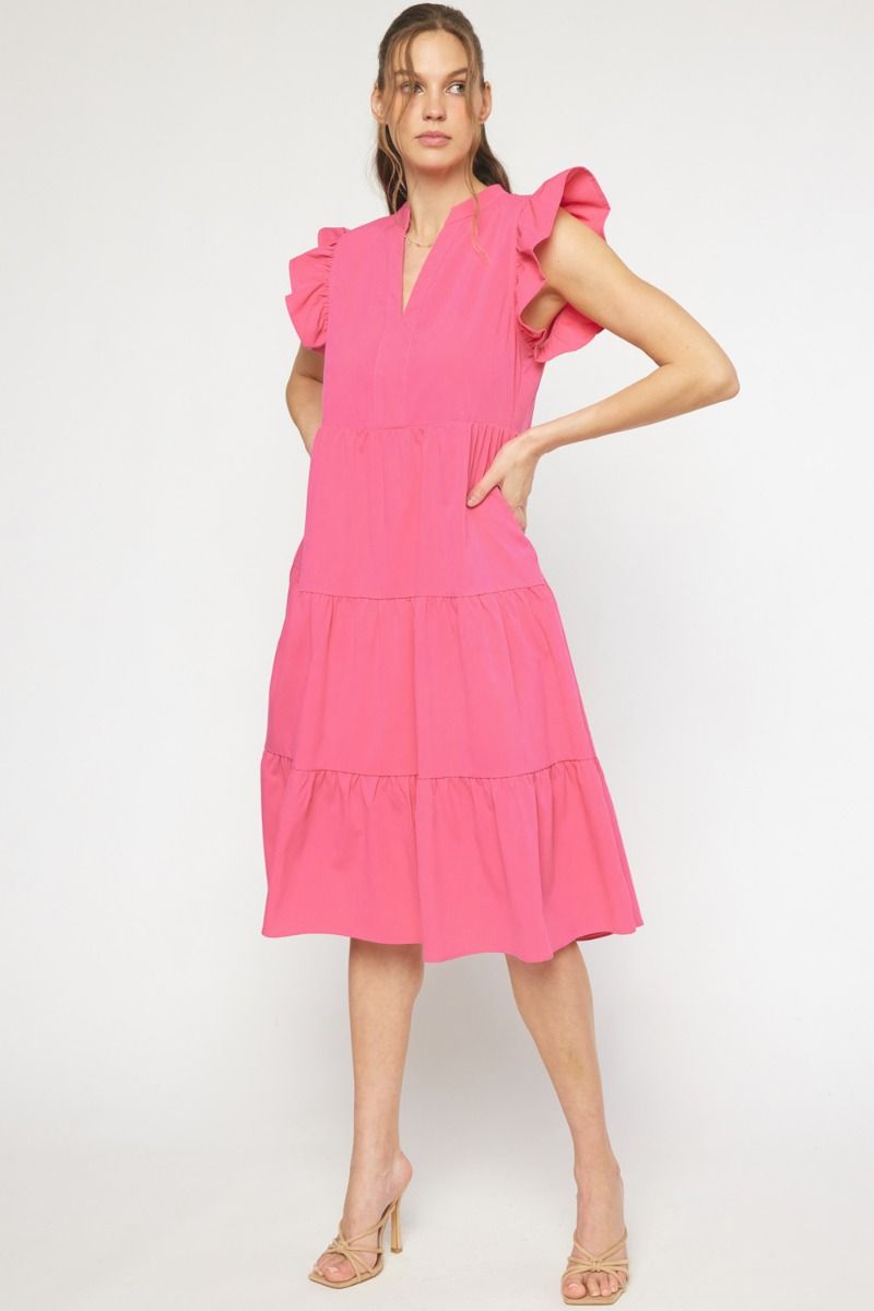 Entro Usa Ruffled Tiered Pocket Midi Dress – Violet Skye Boutique