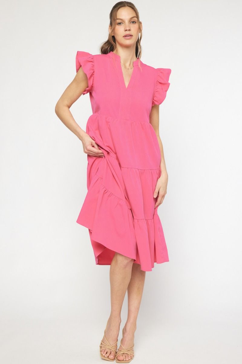 Entro Usa Ruffled Tiered Pocket Midi Dress – Violet Skye Boutique