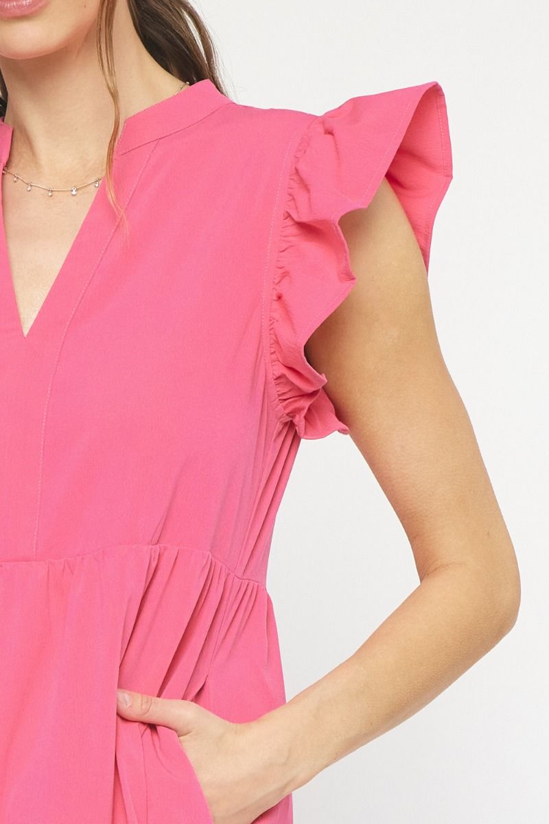 Ruffled Tiered Pocket Midi Dresses - Entro Ruffled Tiered Pocket Midi Dresses - Entro