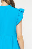 Ruffled Pocket Tiered Midi Dress, Cobalt