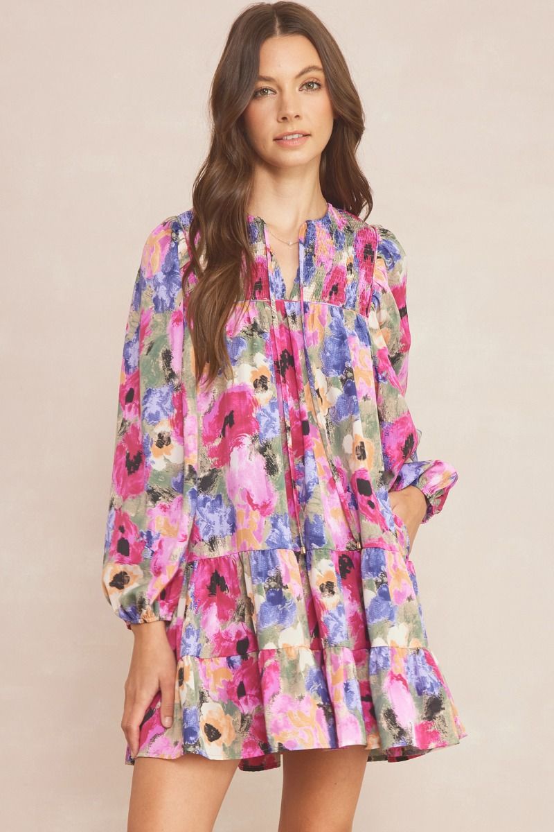 entro pink floral dress Pink Orange Floral Maxi Dress | Women's Boutique Style
