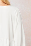 Textured Long Sleeve Babydoll Top, Off White