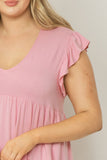 Tiered Ruffle Babydoll Top, Baby Pink