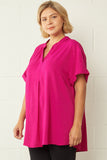 Textured Placket Top, Magenta