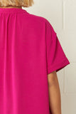 Textured Placket Top, Magenta