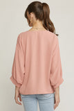 Placket V-Neck Top, Salmon