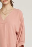 Placket V-Neck Top, Salmon