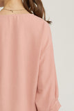 Placket V-Neck Top, Salmon