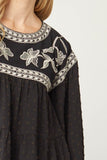 Embroidered Swiss Dot Blouse, Black