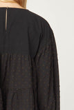 Embroidered Swiss Dot Blouse, Black