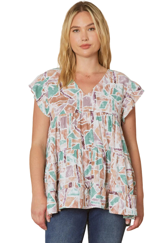 entro USA Geometric Tiered Top