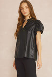 Black Vegan Leather Top