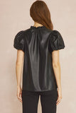 Black Vegan Leather Top