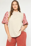 Embroidered Puff Sleeve Top, Natural