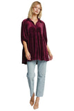 Umgee Beaded Velvet Collared Shirt, Burgundy