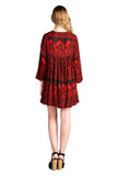 India Print Dress, Red