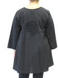 Hand Painted Cotton Swirl Swing Tunic, Black