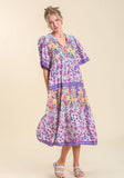 umgee usa Mixed Floral Pinrt tiered Dress