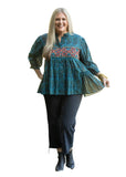 Embroidered Teal Paisley Top