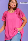 Crochet Detail Fringe Top, Hot Pink