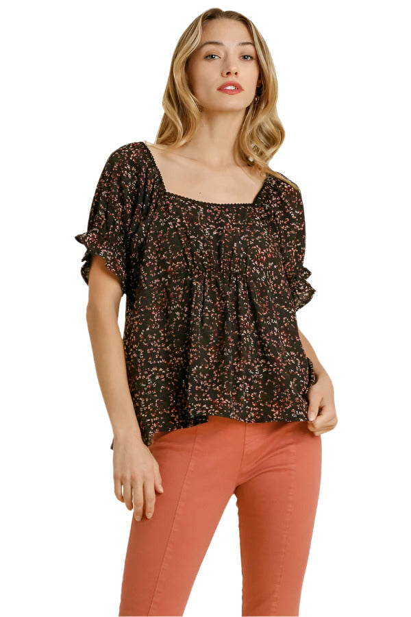 umgee square neck floral top