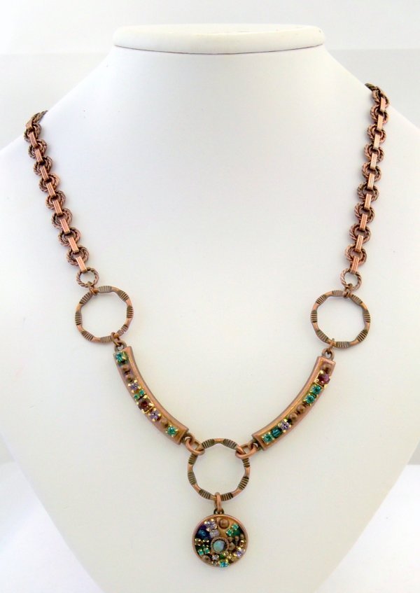 Michal Golan Deep Purple Multi Color Triple Circle Necklace