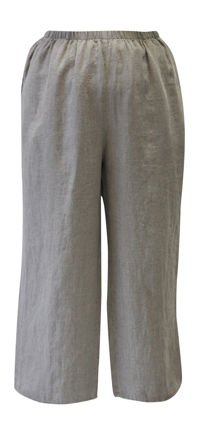 Flax Linen Wide Leg Floods Pant, Natural
