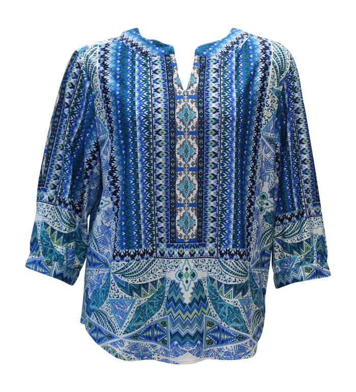 Peggi Abstract Print Top, Blue